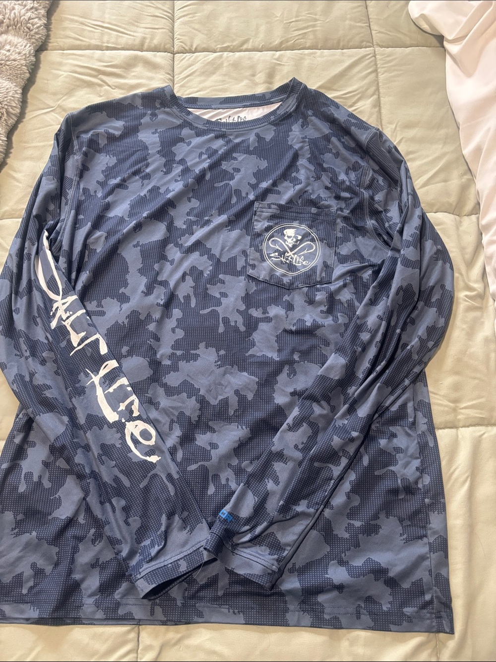 Salt Life Blue Navy Camo Long Sleeve Performance Tee